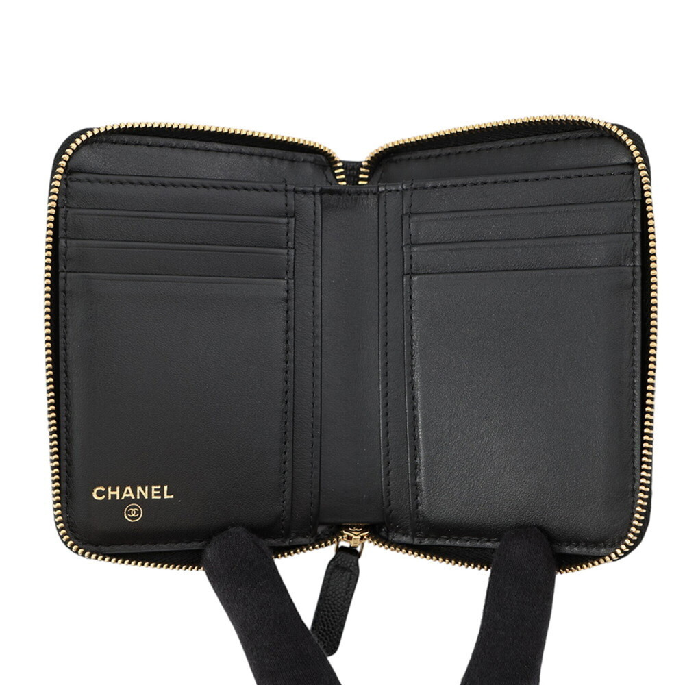 CHANEL Black Caviar Leather Logo Wallet - Picture 4 of 14
